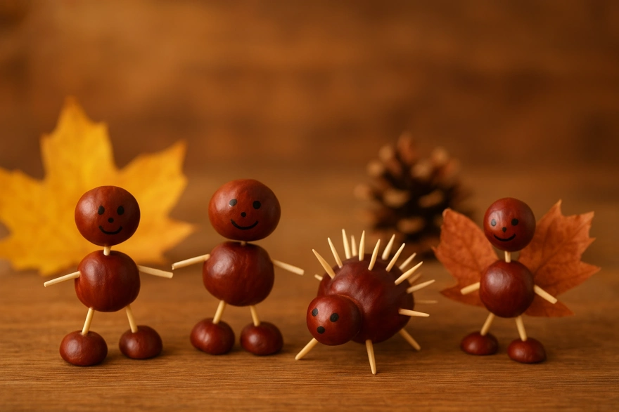 Őszi díszek gesztenyéből 